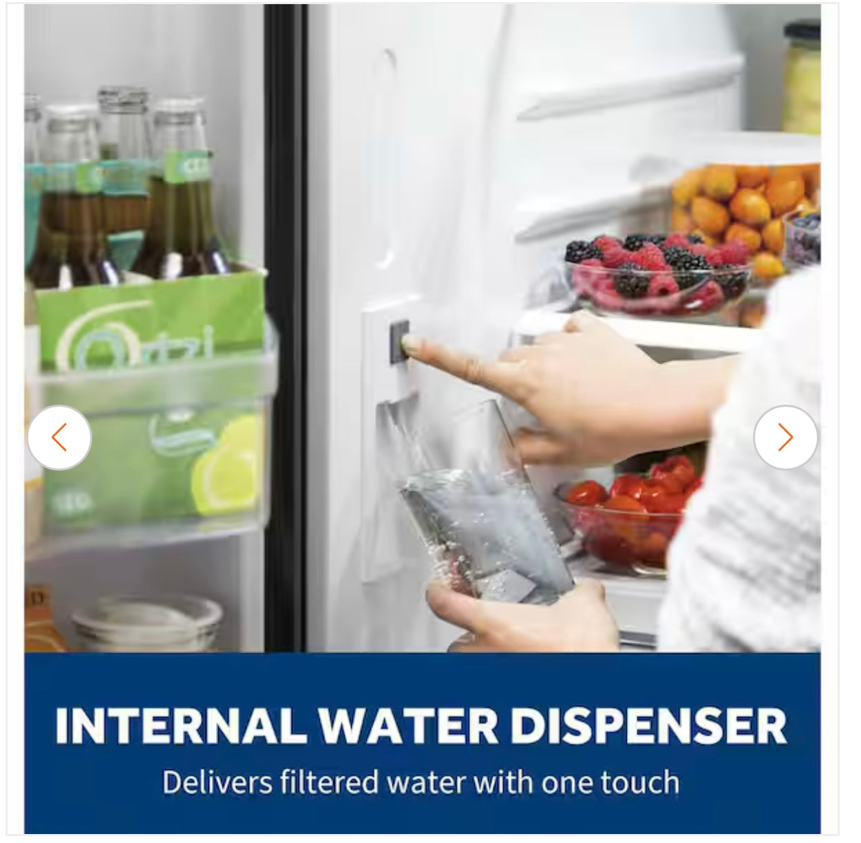 GE GNE25JGKWW
33 Inch French Door Refrigerator with 24.7 Cu. Ft. Capacity, Quick Space Shelf, Turbo Cool, LED Lighting, Icemaker, Enhanced Shabbos Mode Capable, Internal Water Dispenser, Water Filtration, and ENERGY STAR Qualified: White