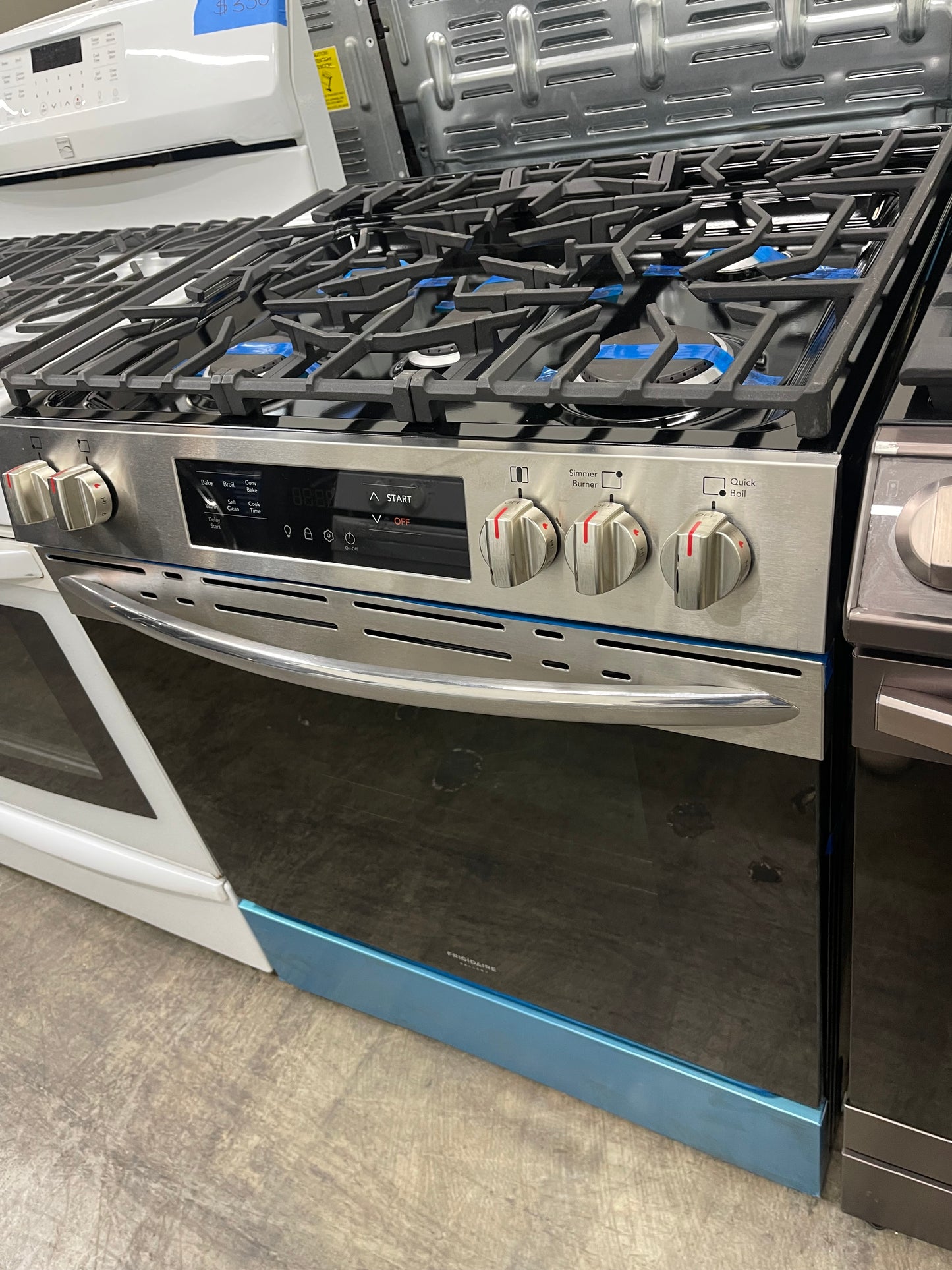 Frigidaire 5 Burners 5.1-cu ft Convection Oven Slide-In Gas Range in Stainless Steel-Model #FCFG3083AS