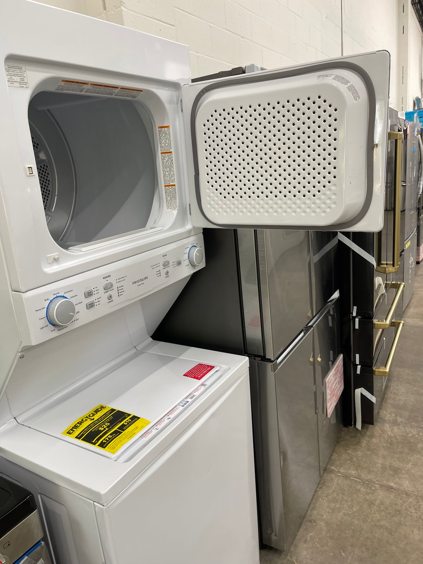 Frigidaire Quick Wash and Dry Cycle, Maxfill Wash Cycle Stacked Laundry Center with 3.9-cu ft Top Load Washer and Gas 5.6-cu ft Dryer