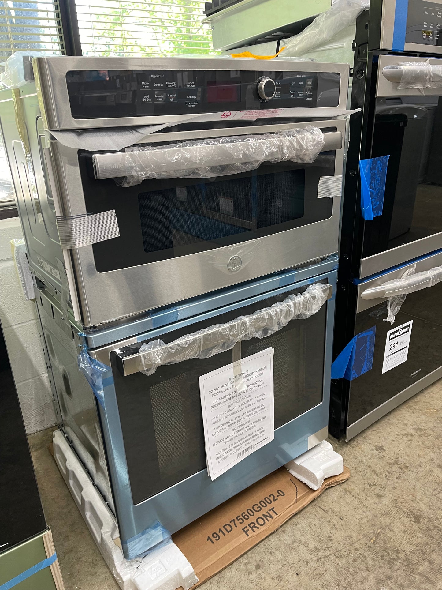 GE Profile 27 inch Self-cleaning Microwave Wall Oven Combo in Stainless Steel-Model #PK7800SK7SS