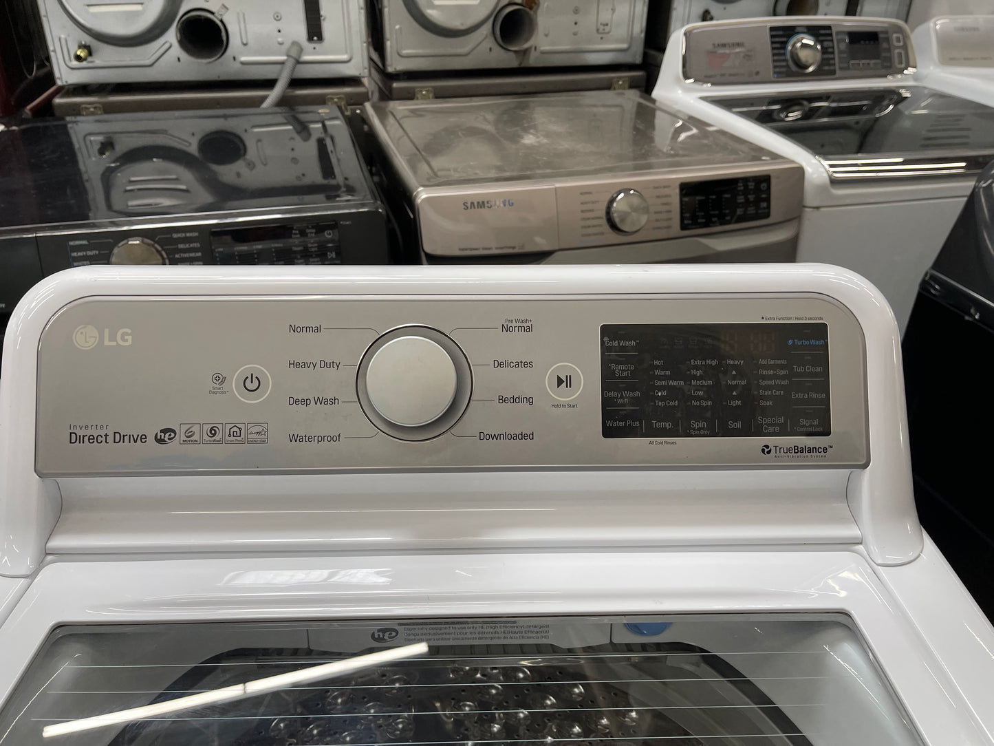 LG Top Load TurboWash 5.0 Cu. Ft. Washer and 7.3 Cu. Ft. EasyLoad Electric Dryer Set in White