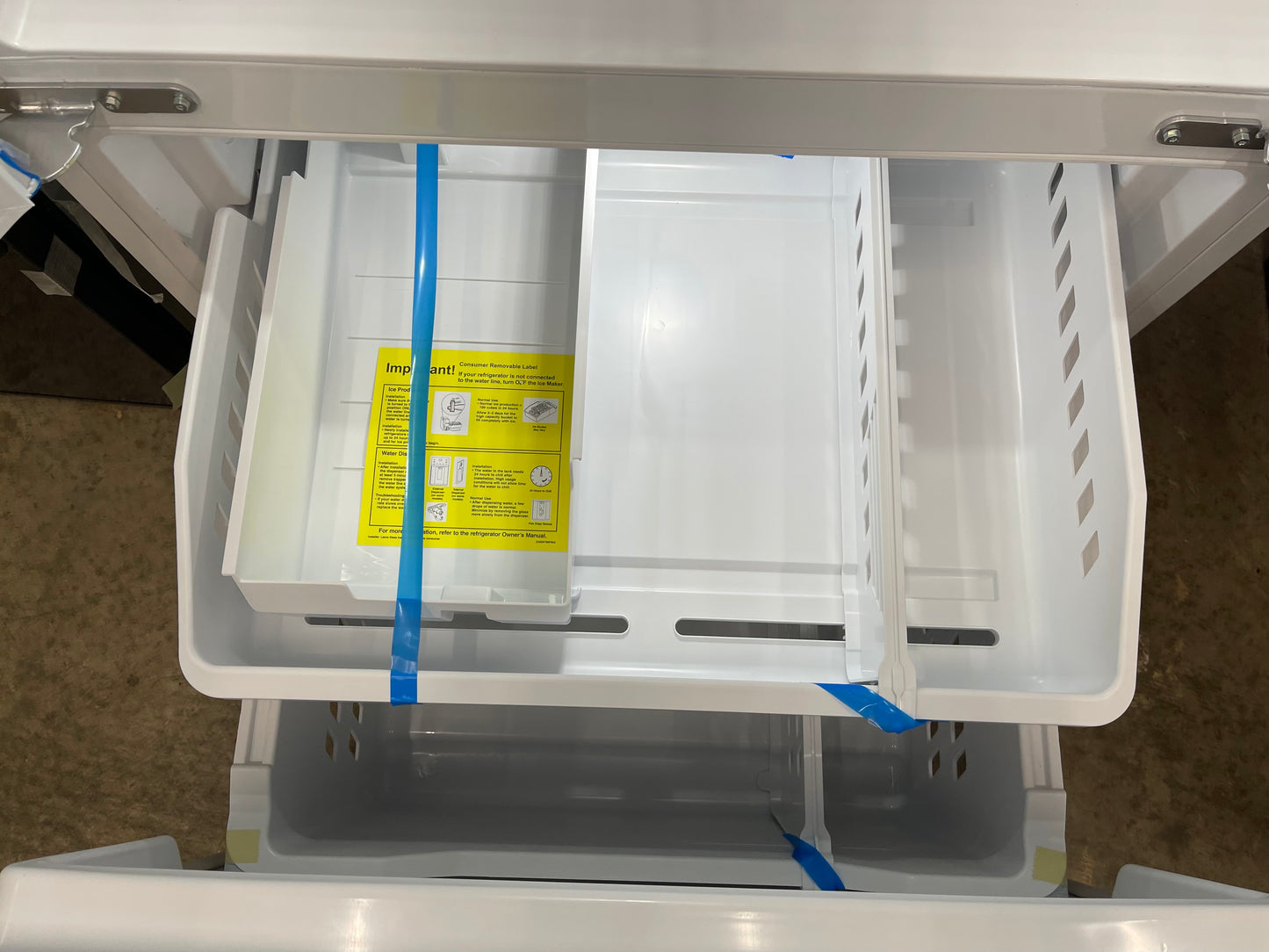 GE GNE25JGKWW
33 Inch French Door Refrigerator with 24.7 Cu. Ft. Capacity, Quick Space Shelf, Turbo Cool, LED Lighting, Icemaker, Enhanced Shabbos Mode Capable, Internal Water Dispenser, Water Filtration, and ENERGY STAR Qualified: White