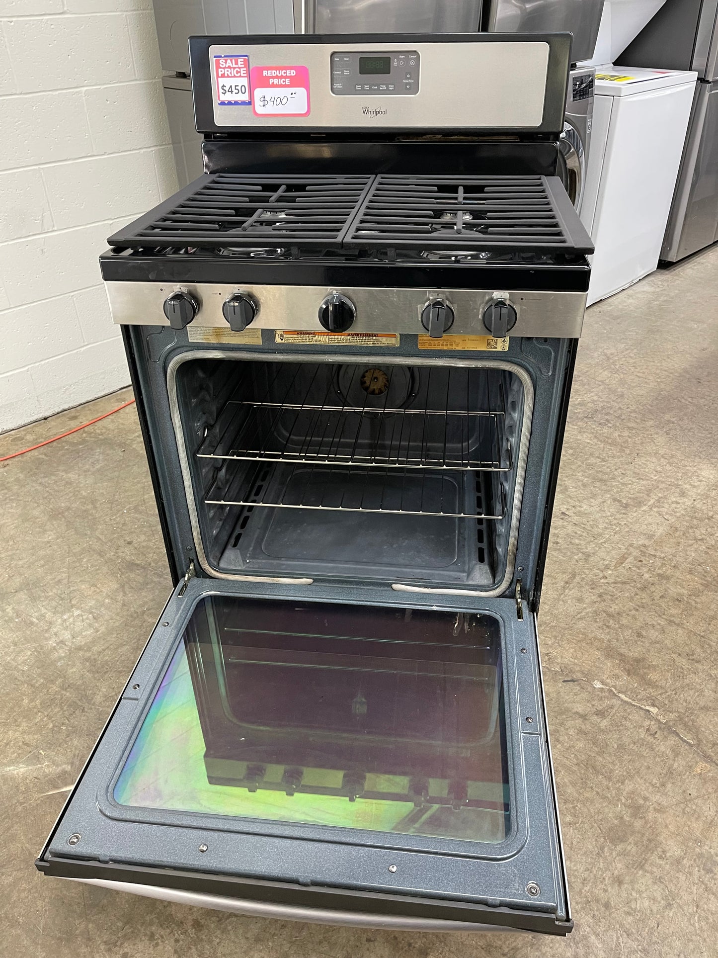 Whirlpool WFG540H0AS
30 Inch Freestanding Gas Range with 4 Sealed Burners, 5.8 cu. ft. AquaLift Self-Cleaning Oven, Power Burner, TimeSavor Convection Cooking System and Lower Storage Drawer: Stainless Steel