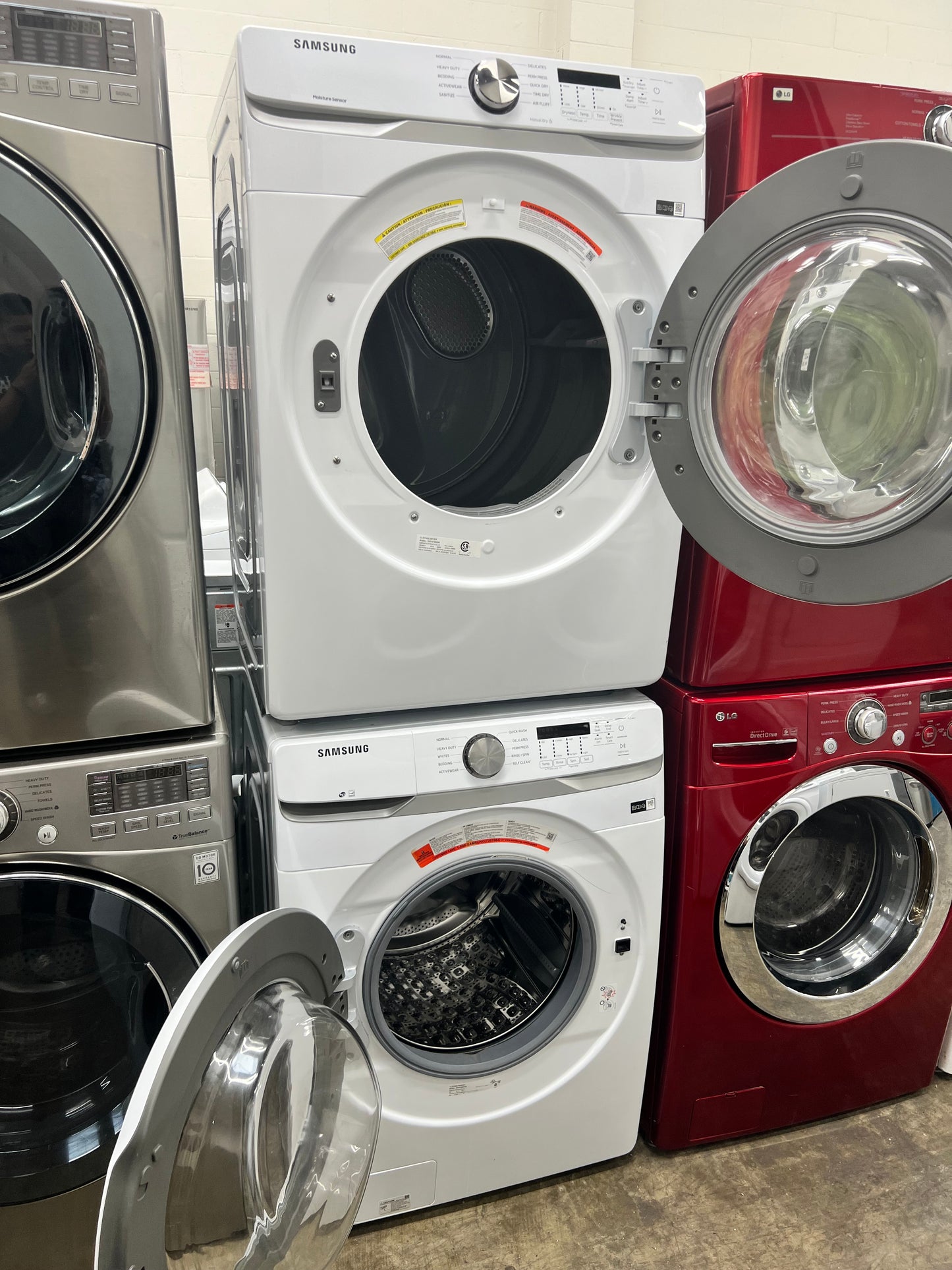 Samsung Stackable Front-Load HE 4.5 Cu. Ft. Washer and 7.5 Cu. Ft. Electric Dryer Set in White