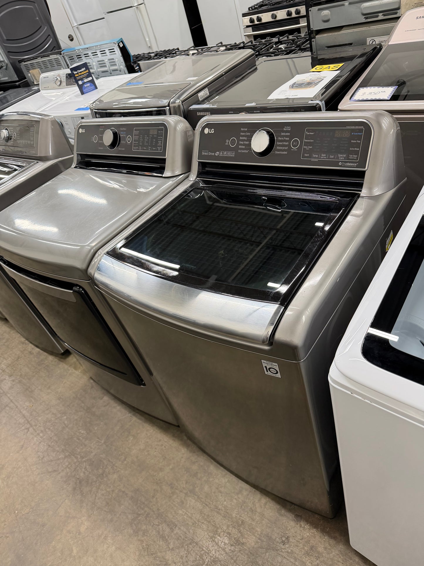 LG Top-Load 5.2-cu ft HE Washer (Black Stainless Steel) and 7.3-cu ft Turbo Steam Electric Dryer (Graphite Steel) Mismatch Set