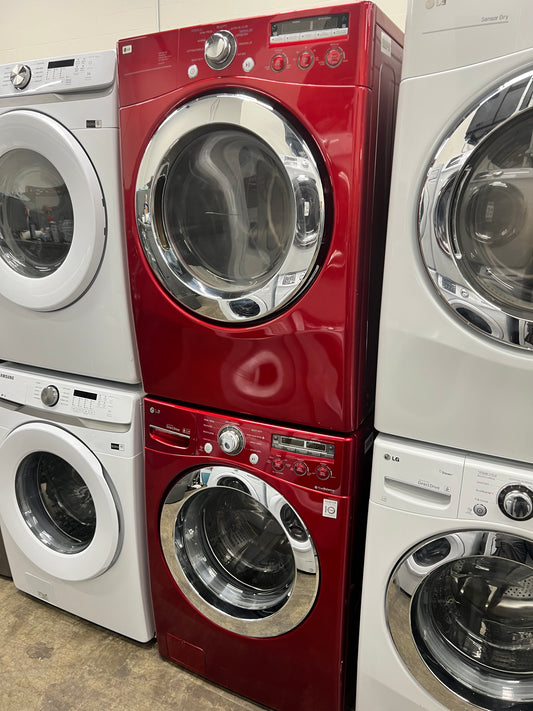 LG Front-Load 3.7 Cu. Ft. Washer and 7.3 Cu. Ft. Electric Dryer Set in Wild Cherry Red