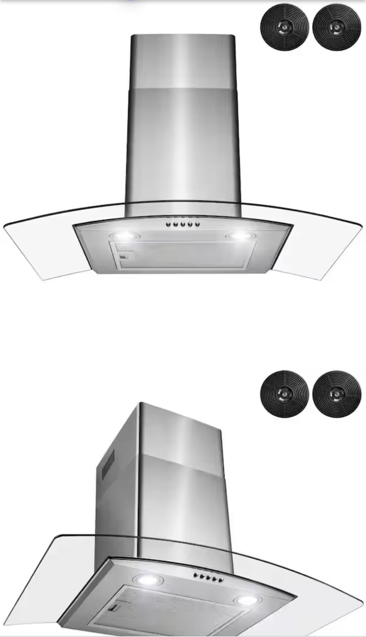 30 in. Convertible Wall Mount Range Hood with LEDs, Push Control and Carbon Filters in Stainless Steel- Model # RH0454 📍PICK UP📍