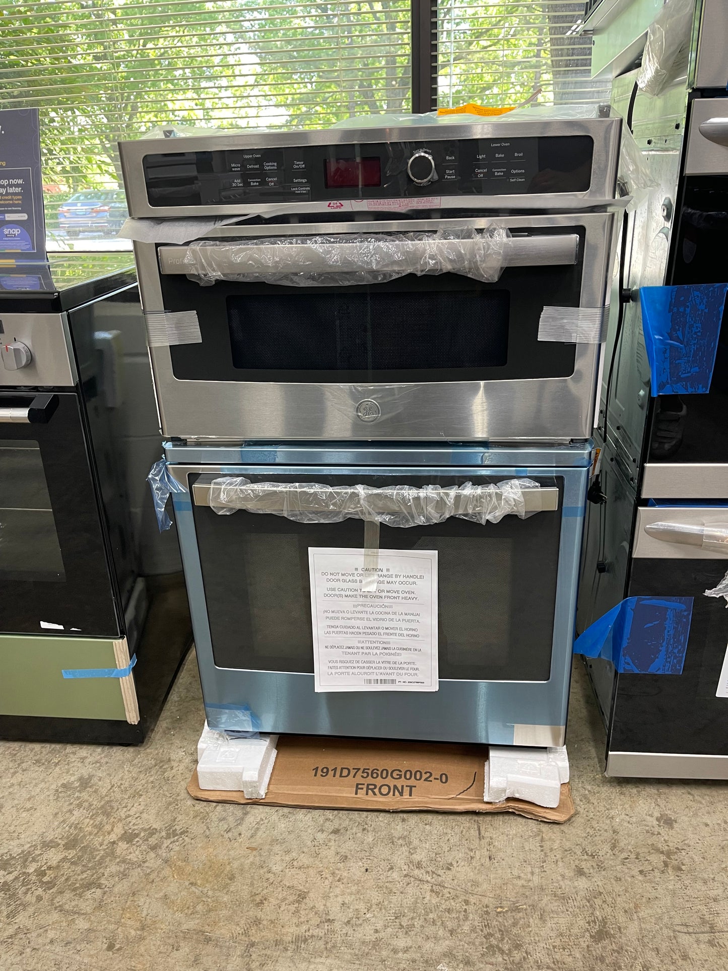 GE Profile 27 inch Self-cleaning Microwave Wall Oven Combo in Stainless Steel-Model #PK7800SK7SS