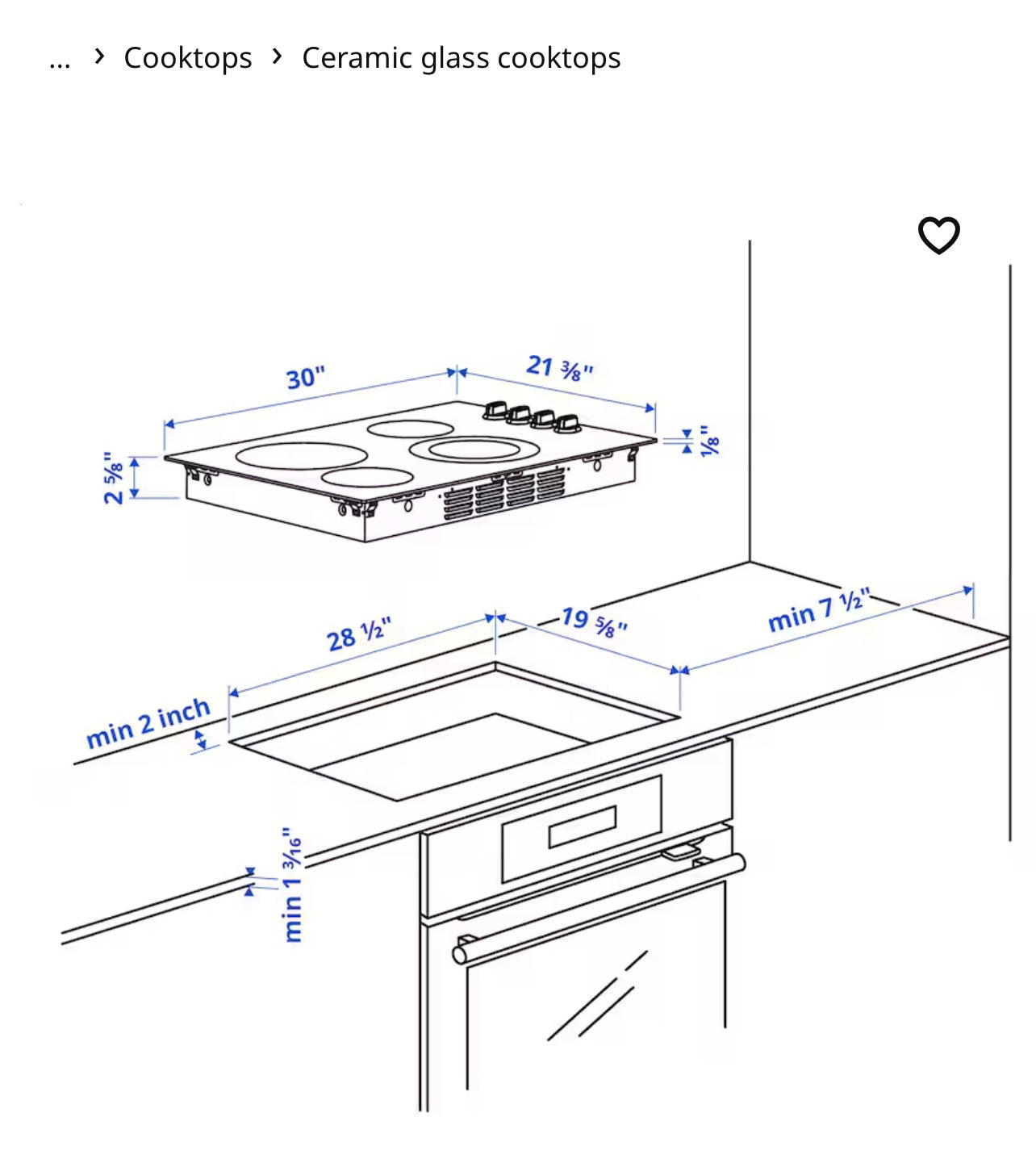 Glass Ceramic Cooktop, black, 30"