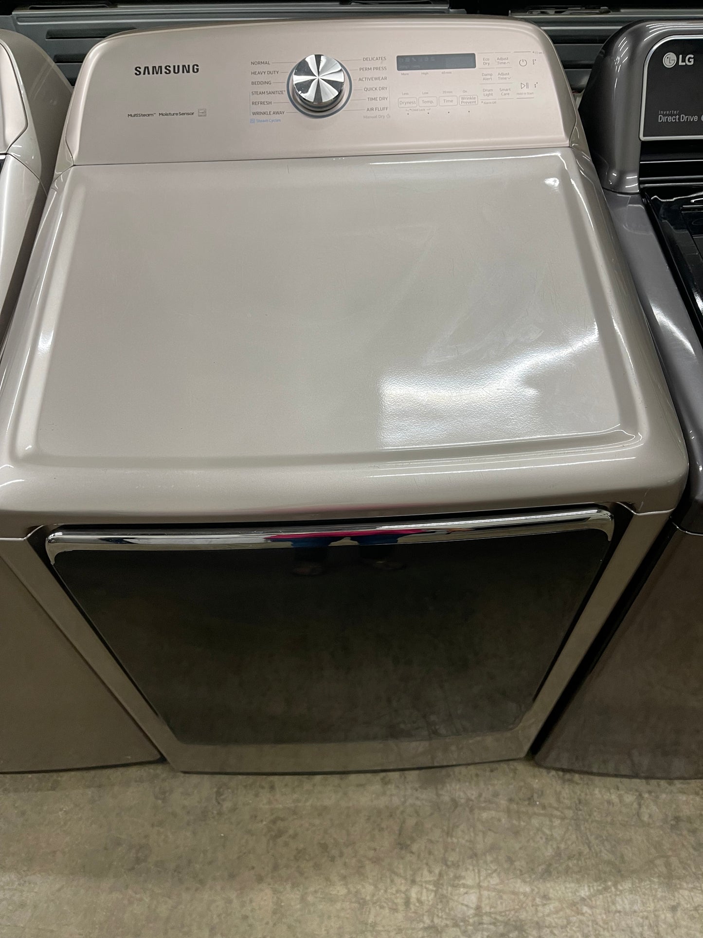 5.4 cu. ft. Top Load Washer with Super Speed in Champagne Model: WA54R7600AC/US and Samsung - 7.4 Cu. Ft. Smart Electric Dryer with Steam and Super Speed Dry - Champagne Model: DVE54R7600C/A3