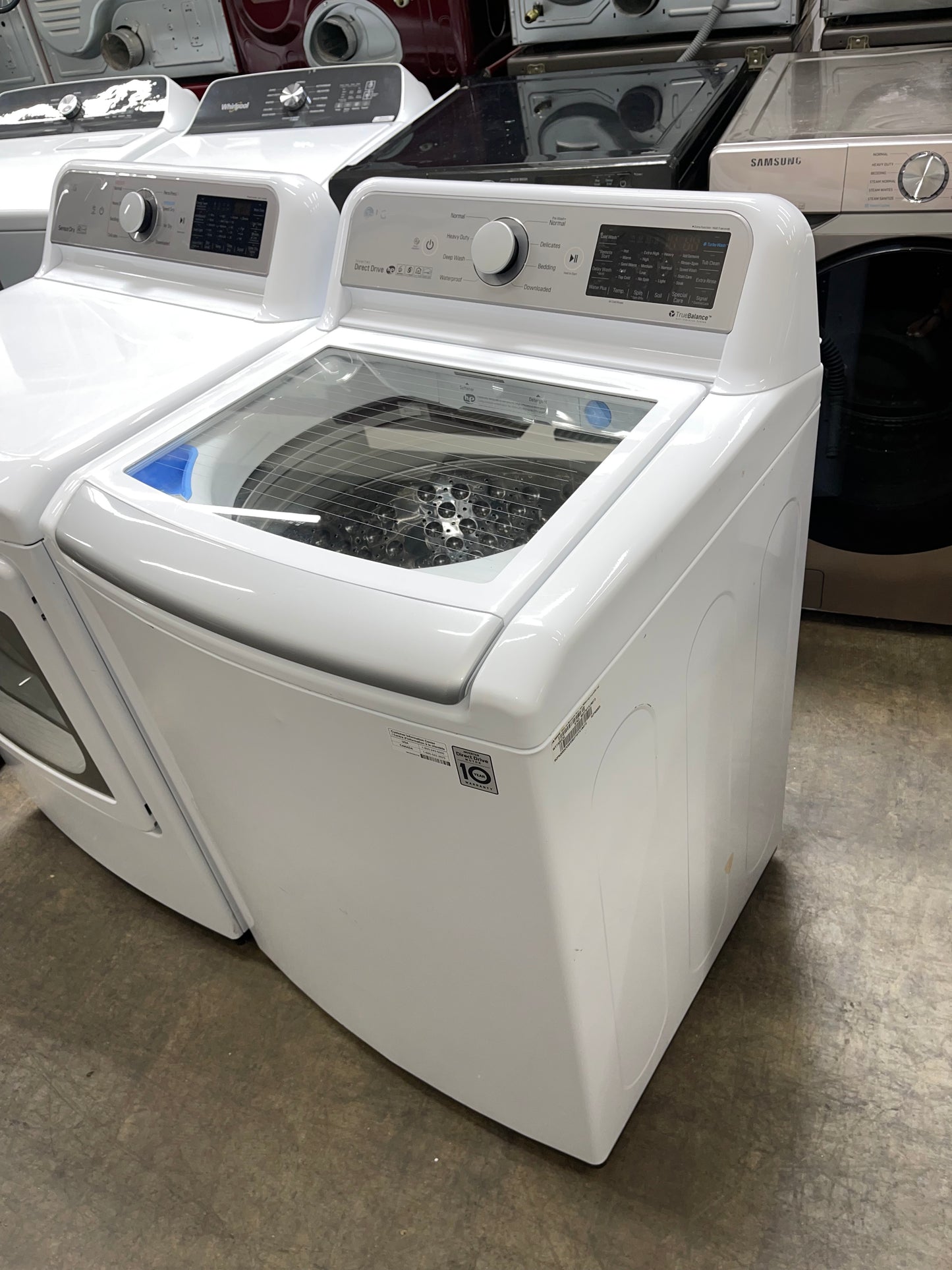 LG Top Load TurboWash 5.0 Cu. Ft. Washer and 7.3 Cu. Ft. EasyLoad Electric Dryer Set in White