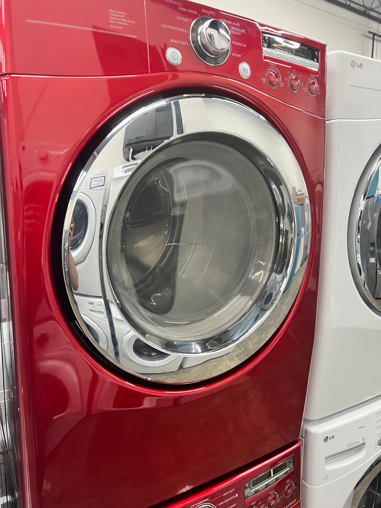 LG Front-Load 3.7 Cu. Ft. Washer and 7.3 Cu. Ft. Electric Dryer Set in Wild Cherry Red