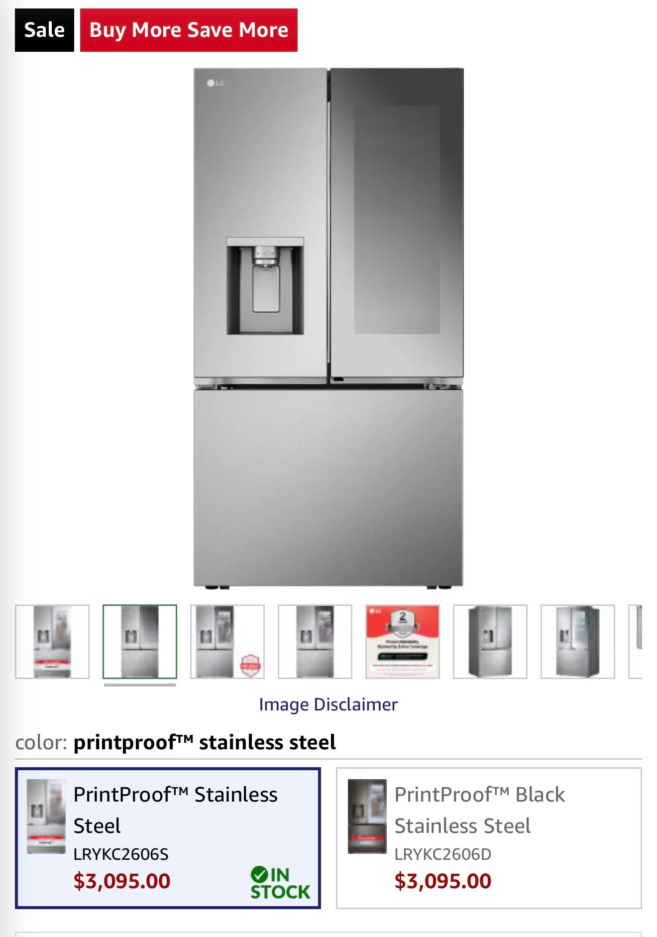 LG LRYKC2606S
36 Inch Counter-Depth MAX Smart French Door Refrigerator with 26 Cu. Ft. Capacity