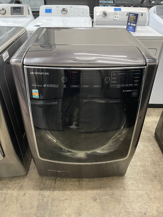 LG Signature TurboWash Series  WM9500HKA
30 Inch Front Load Smart Washer with 5.8 cu. ft. Capacity, LoDecibel Operation, TrueBalance System, SmartDiagnosis , ThinQTechnology, 14 Wash Cycles, Steam Cycle, Sanitize, TurboWash , Allergiene™, and ENERGY S