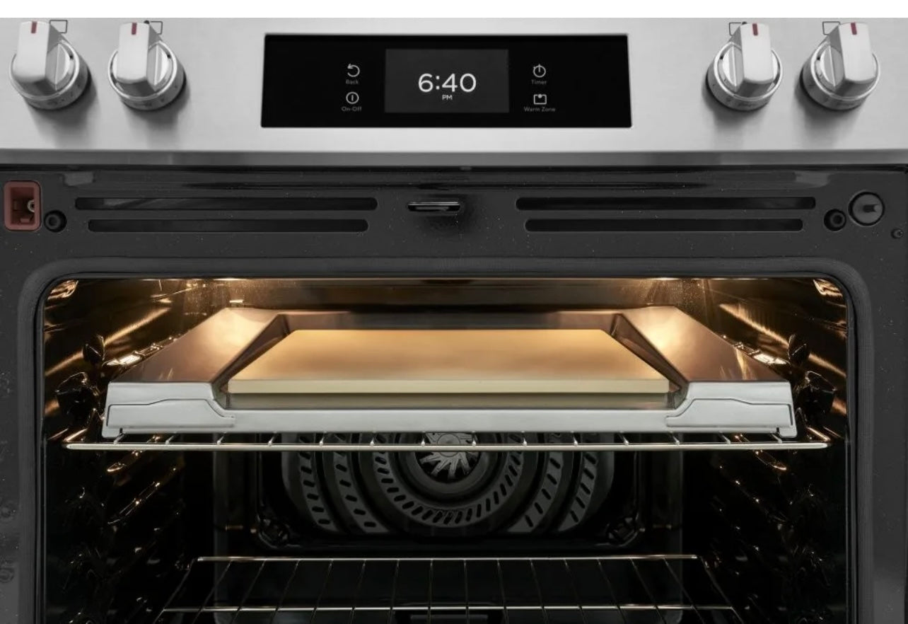 Frigidaire Gallery Series GCFE3070BF
30 Inch Freestanding Electric Range with 5 Elements, 6.2 cu. ft. Total Convection Oven, EvenTemp™ Element, Storage Drawer, Stone-Baked Pizza, Air Fry, Self & Steam Clean, and Star-K