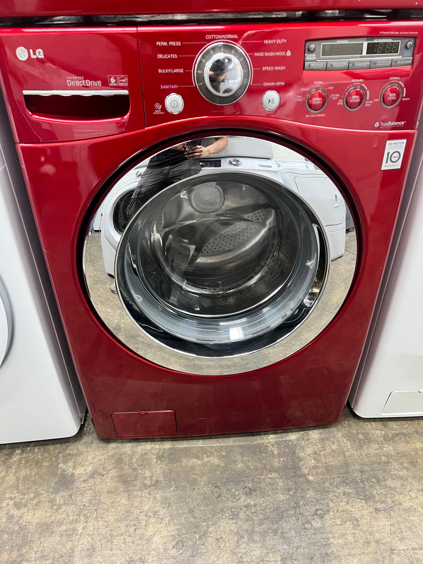 LG Front-Load 3.7 Cu. Ft. Washer and 7.3 Cu. Ft. Electric Dryer Set in Wild Cherry Red