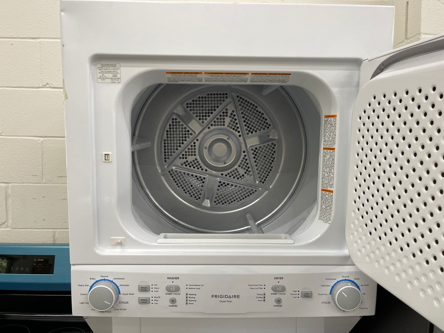 Frigidaire Quick Wash and Dry Cycle, Maxfill Wash Cycle Stacked Laundry Center with 3.9-cu ft Top Load Washer and Gas 5.6-cu ft Dryer