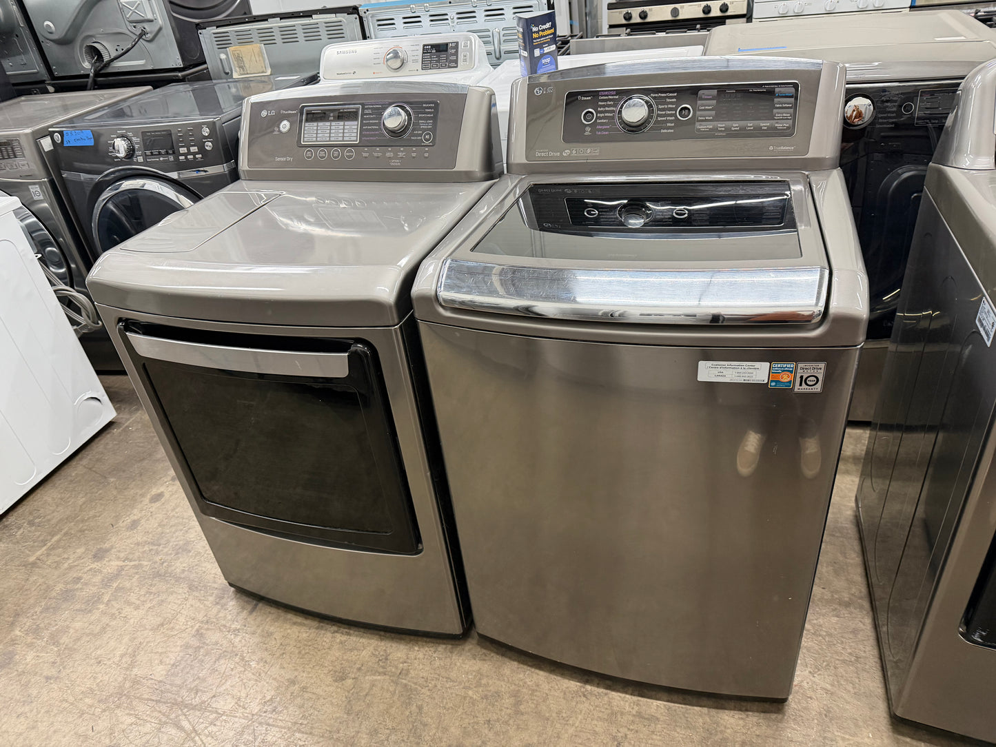 LG Top Load 5.5 Cu. Ft. Washer and 7.3 Cu. Ft. Electric Dryer Set in Black Stainless Steel