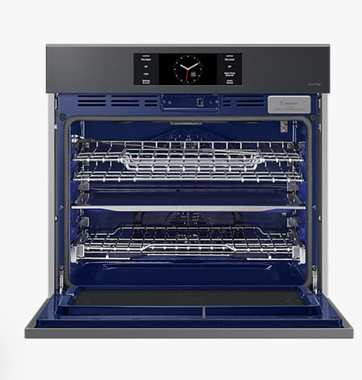 Samsung NV51CG700SMT
30 Inch Single Smart Electric Wall Oven with 5.1 Cu. Ft. Capacity, AI Pro Cooking Camera, Handle-Free Door Design, Flex Duo , Air Fry, Dual Convection, Temperature Probe, 7-Inch LCD Display, Steam Cook, Self-Clean and Sabbath Mode:
