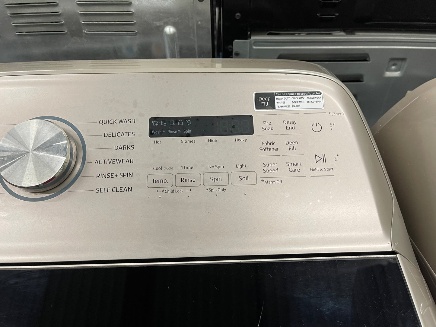 5.4 cu. ft. Top Load Washer with Super Speed in Champagne Model: WA54R7600AC/US and Samsung - 7.4 Cu. Ft. Smart Electric Dryer with Steam and Super Speed Dry - Champagne Model: DVE54R7600C/A3