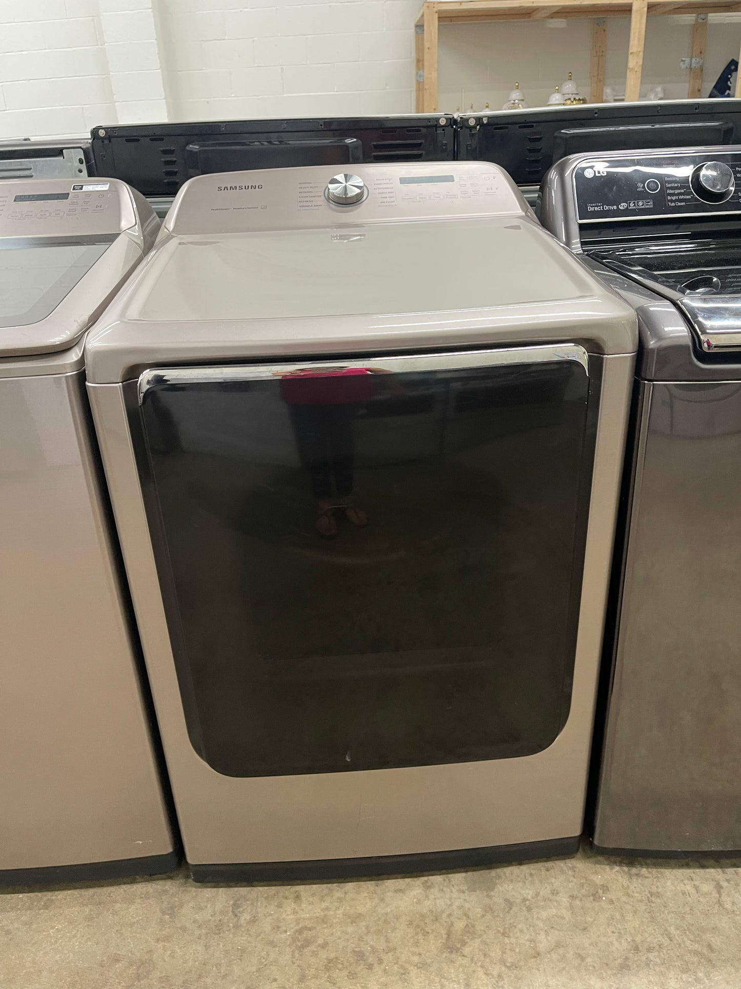 5.4 cu. ft. Top Load Washer with Super Speed in Champagne Model: WA54R7600AC/US and Samsung - 7.4 Cu. Ft. Smart Electric Dryer with Steam and Super Speed Dry - Champagne Model: DVE54R7600C/A3