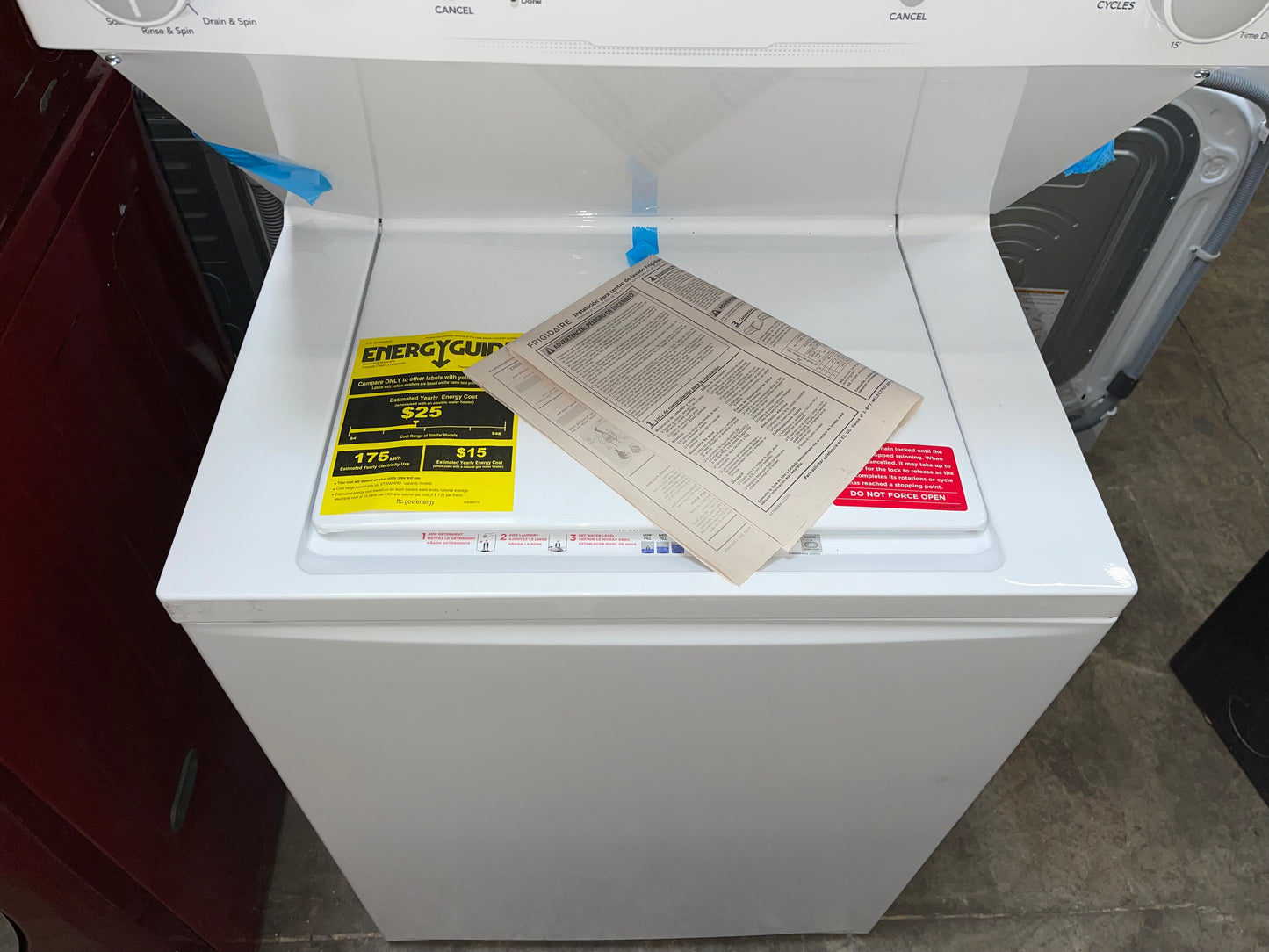 Frigidaire 27 Inch Washer and Electric Dryer Stacked Laundry Center-Model #FLCE7522AW