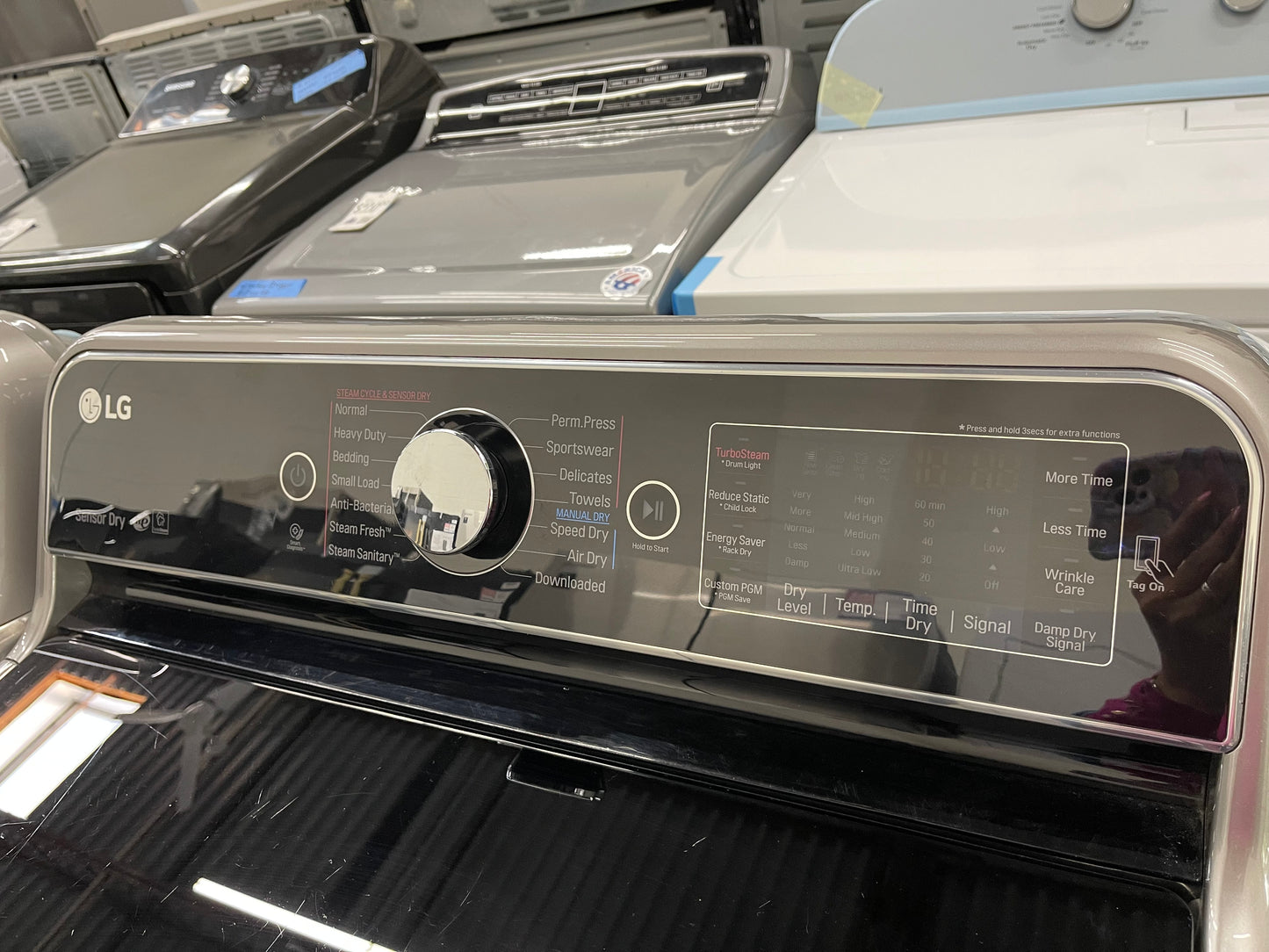 LG TurboWash Series  WT7700HVA
29 Inch 5.7 cu. ft. Top Load Washer with 14 Wash Cycles and LG SteamDryer Series  DLEX7700VE
29 Inch 9.0 cu. ft. Electric Dryer with 14 Drying Cycles