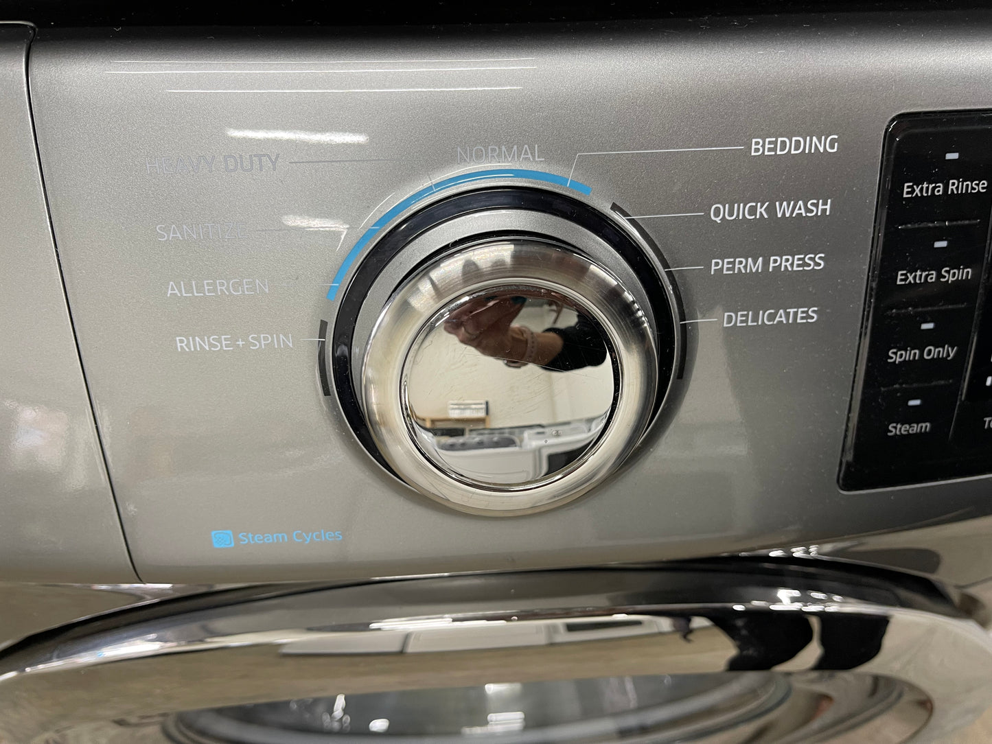 Samsung Front Load High Efficiency 4.2 Cu. Ft. Washer and 7.5 Cu Ft Electric Dryer Set in Platinum