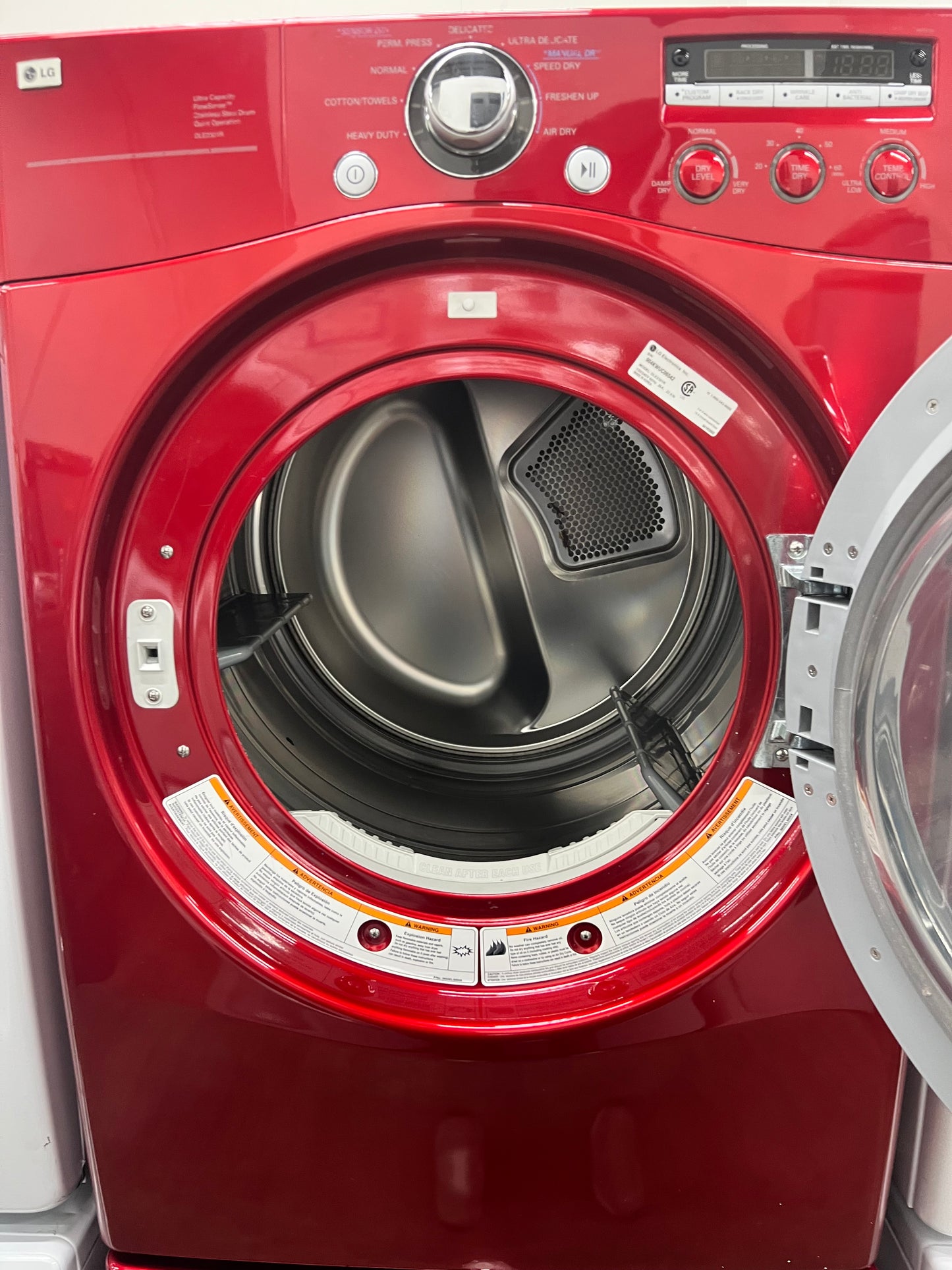 LG Front-Load 3.7 Cu. Ft. Washer and 7.3 Cu. Ft. Electric Dryer Set in Wild Cherry Red