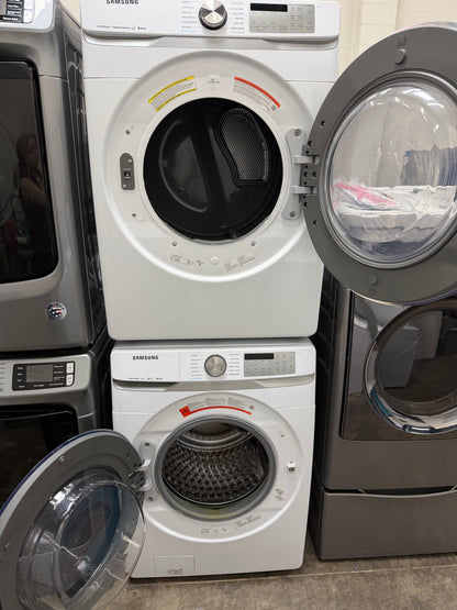Samsung  WF45R6300AW
27 Inch Front Load Smart Washer with 4.5 Cu. Ft. And Samsung  DVE45R6300W
27 Inch Electric Smart Dryer with 7.5 cu. ft.