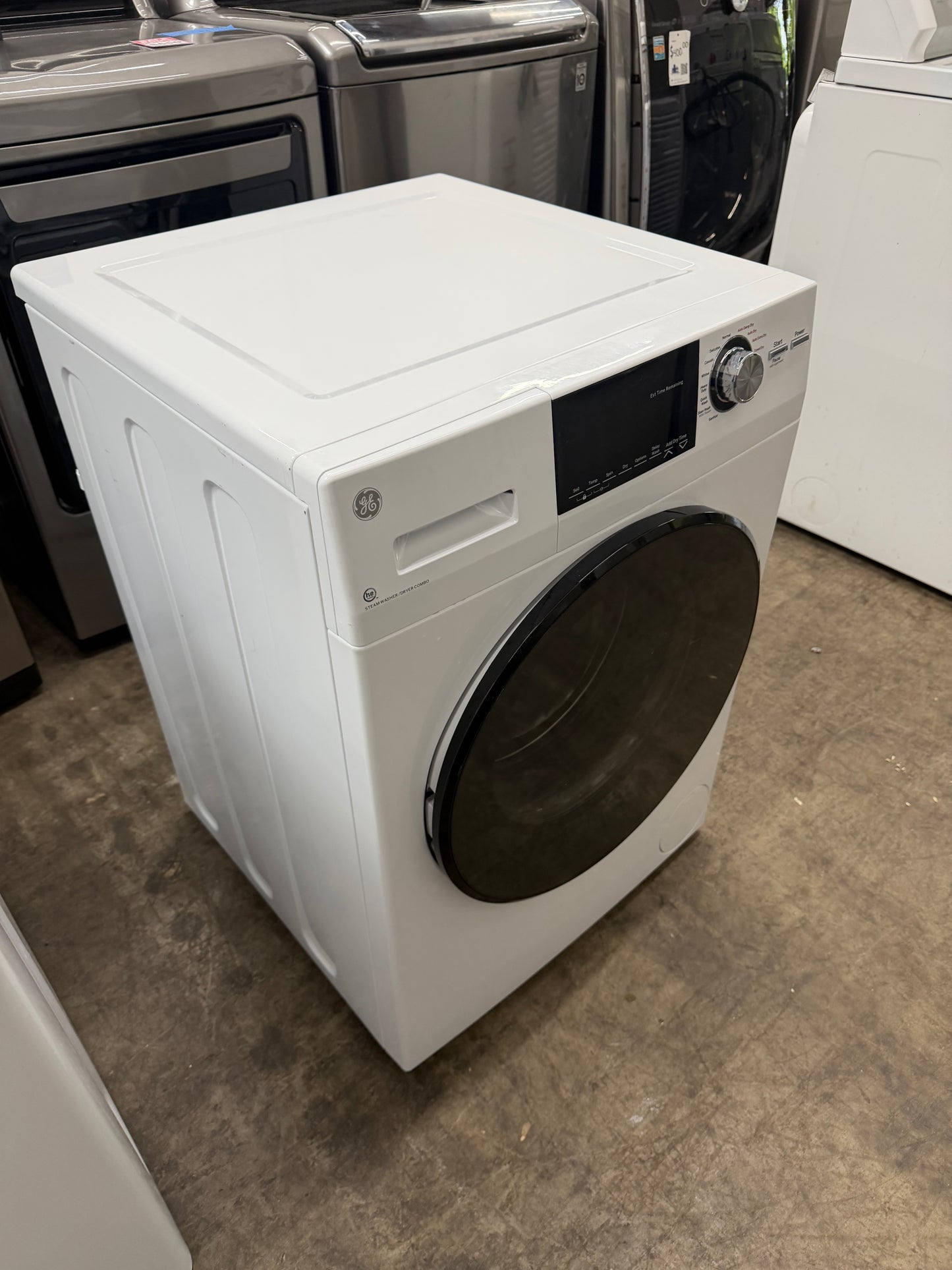 GE  GFQ14ESSNWW
24 Inch Front Load Electric Washer/Dryer Combo with 2.4 cu. ft Capacity, 14 Cycle Options, 5 Heat Selections, 1,450 RPM Spin Speed, NSF Sanitize, Timed Dry, Steam, 24 Hour Delay Start and Optional Wi-Fi Connect