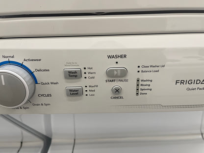 Frigidaire  FLCE7522AW
27 Inch Electric Laundry Center with 3.9 Cu. Ft. Washer Capacity, 10 Wash Cycles, 5.6 cu. ft. Dryer Capacity, 6 Dry Cycles, MaxFill Option, 4 Timed Dryer Cycles, and End-of-Cycle Signal
