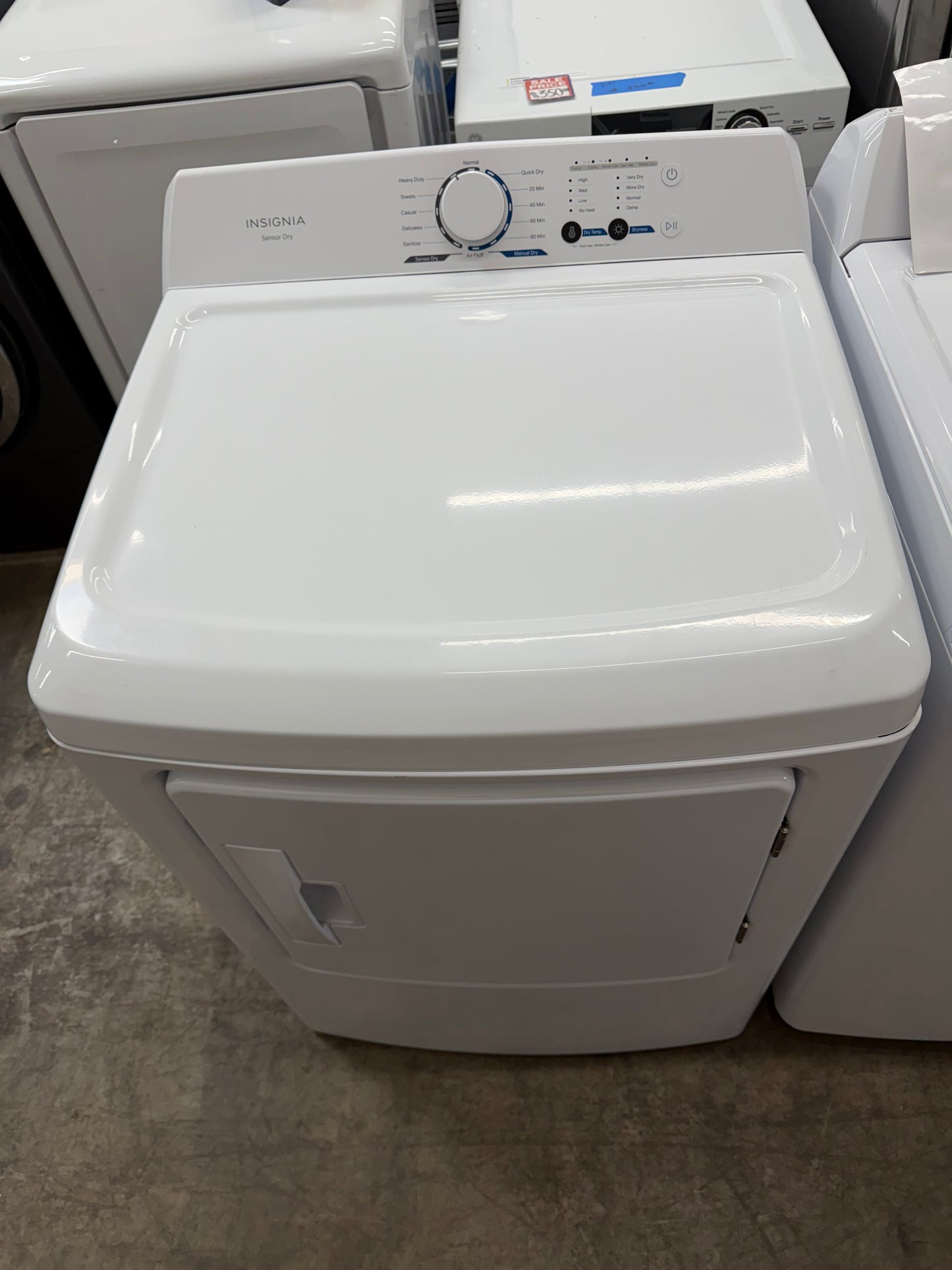 Insignia NS-TWM35W1 3.7 Cu. Ft. High Efficiency and Insignia- 6.7 Cu. Ft. Electric Dryer with Sensor Dry - White NS-TDRE67W1