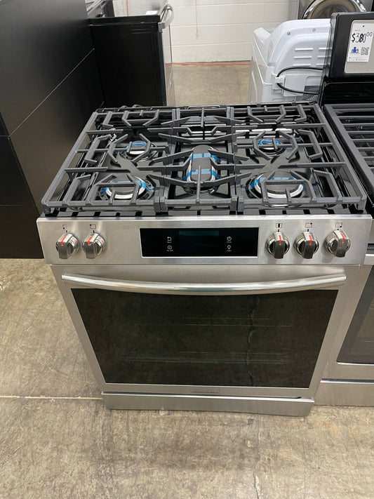 Frigidaire Gallery 30 in. 6 cu. ft. 5 Burner Slide-In Gas Range with Total Convection and Air Fry in Smudge Proof Stainless Steel-Model #GCFG3060BF