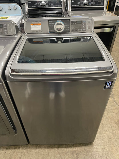 Samsung  WA48H7400AP
27 Inch 4.8 cu. ft. Top Load Washer with 11 Wash Cycles and Samsung  DV48H7400EP
27 Inch 7.4 cu. ft. Electric Dryer with 11 Dry Cycles,