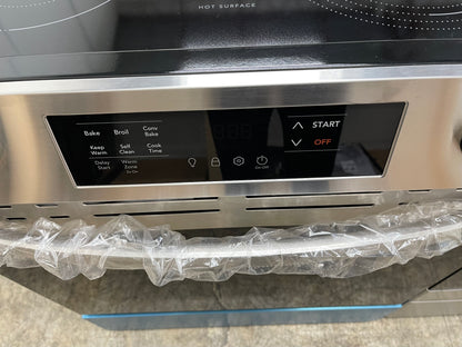 Frigidaire 30-in Glass Top 5 Burners 5.3 cu-ft Slide-In Electric Range in Stainless Steel-Model #FCFE3062AS