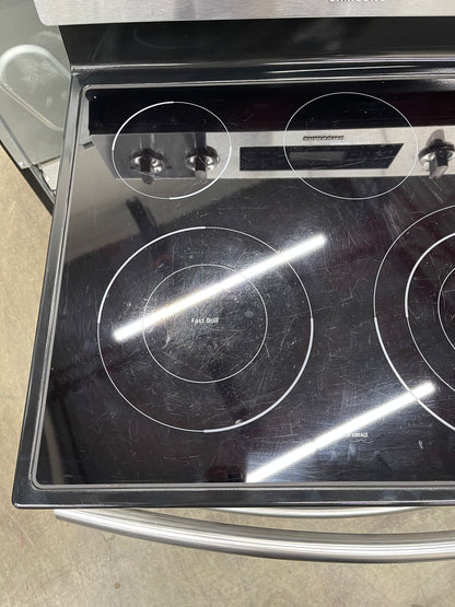 Samsung  FTQ387LWGX
30 Inch Freestanding Electric Range with 5 Cooktop Elements, 5.9 cu. ft. Convention Oven, Steam and Self Clean, Warming Drawer and Sabbath Mode