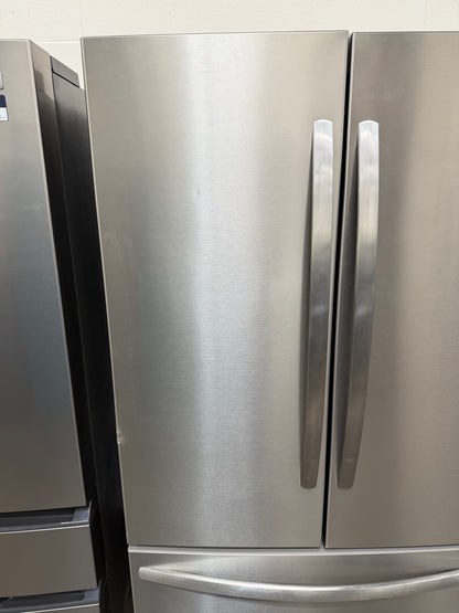 Frigidaire  FRFN2813AF
36 Inch Freestanding French Door Refrigerator with 28.8 cu. ft. Capacity, 3 Glass Shelves, Full-Width Drawer, Gallon Door Bins, EvenTemp Cooling, Internal Water Dispenser, and ENERGY STAR