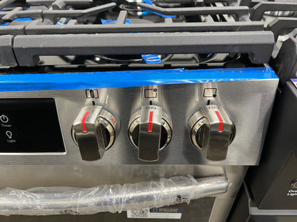 Frigidaire Gallery Series  GCFG3060BF
30 Inch Freestanding Gas Range with 5 Sealed Burners, 6.0 cu.ft. Oven Capacity, Air Fry, Total Convection, No Preheat, Touch Screen Controls, Temperature Probe, Steam Bake, Backlit LED Knobs, Sabbath Mode, and ADA Com