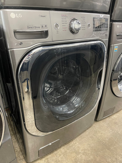 LG Mega Capacity Front Load Washer and Electric Dryer Set in Graphite Steel