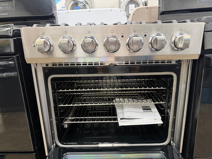 Viking 3 Series  RVDR33025BSSLP
30 Inch Freestanding Dual Fuel Range with 5 Sealed Burners, 4.7 Cu. Ft. Capacity, Continuous Grates, Self-Clean, TruConvection Cooking, Vari-Speed Dual Flow Convection, SureSpark Ignition System and TruGlide Oven