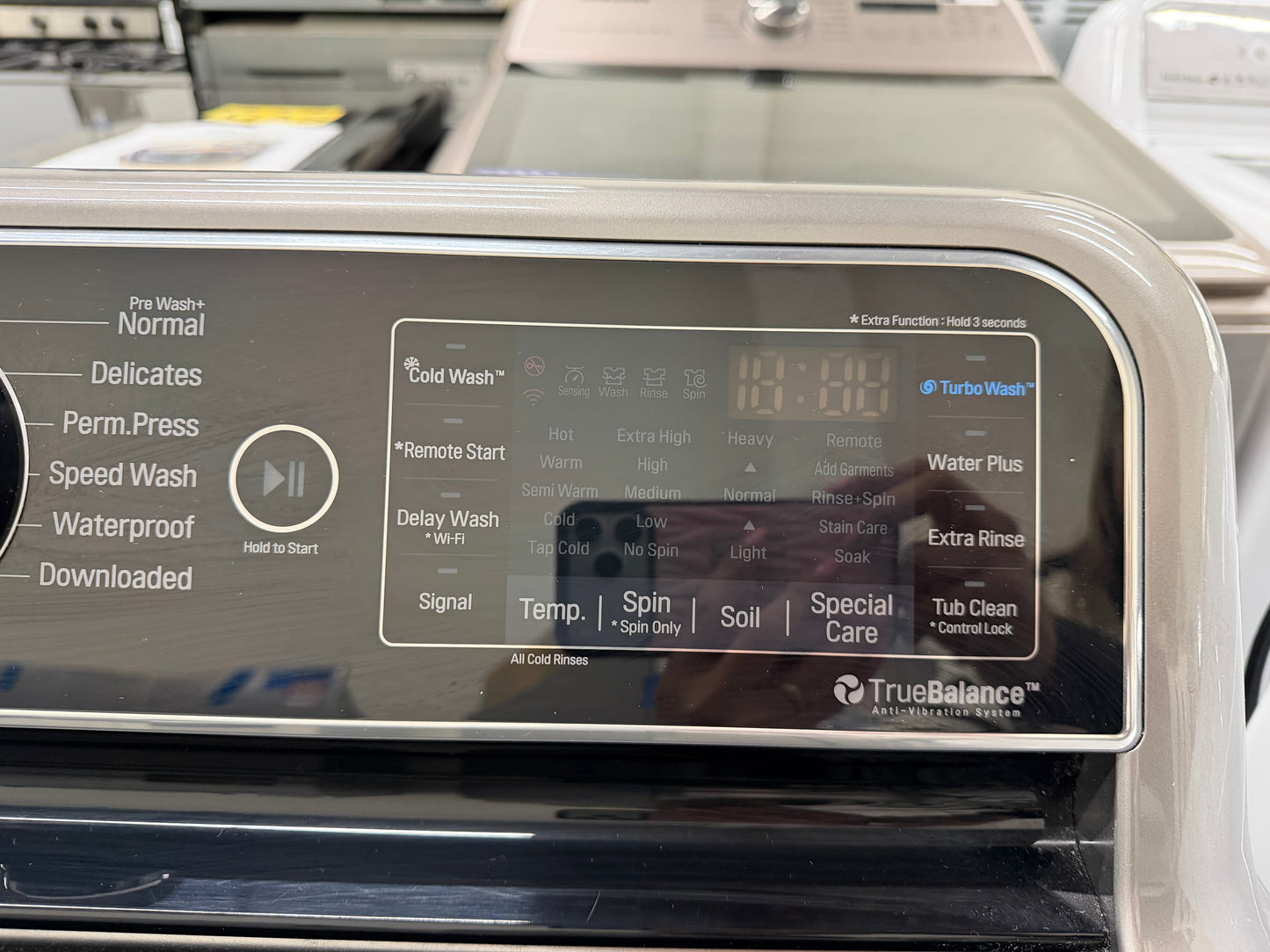 LG Top-Load 5.2-cu ft HE Washer (Black Stainless Steel) and 7.3-cu ft Turbo Steam Electric Dryer (Graphite Steel) Mismatch Set