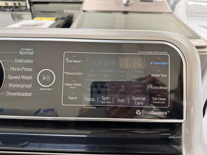 LG Top-Load 5.2-cu ft HE Washer (Black Stainless Steel) and 7.3-cu ft Turbo Steam Electric Dryer (Graphite Steel) Mismatch Set