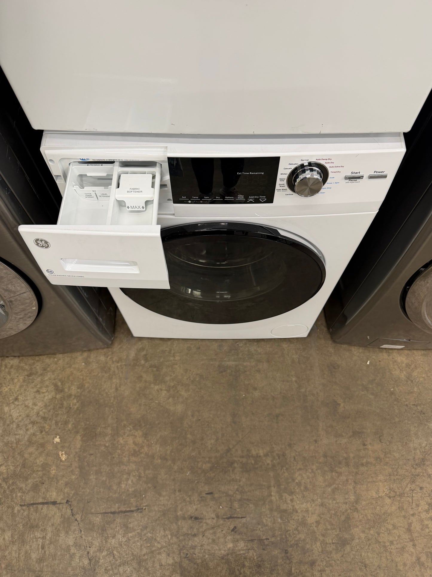 GE  GFQ14ESSNWW
24 Inch Front Load Electric Washer/Dryer Combo with 2.4 cu. ft and GE  GFD14ESSNWW
24 Inch Electric Dryer with 4.3 Cu. Ft.