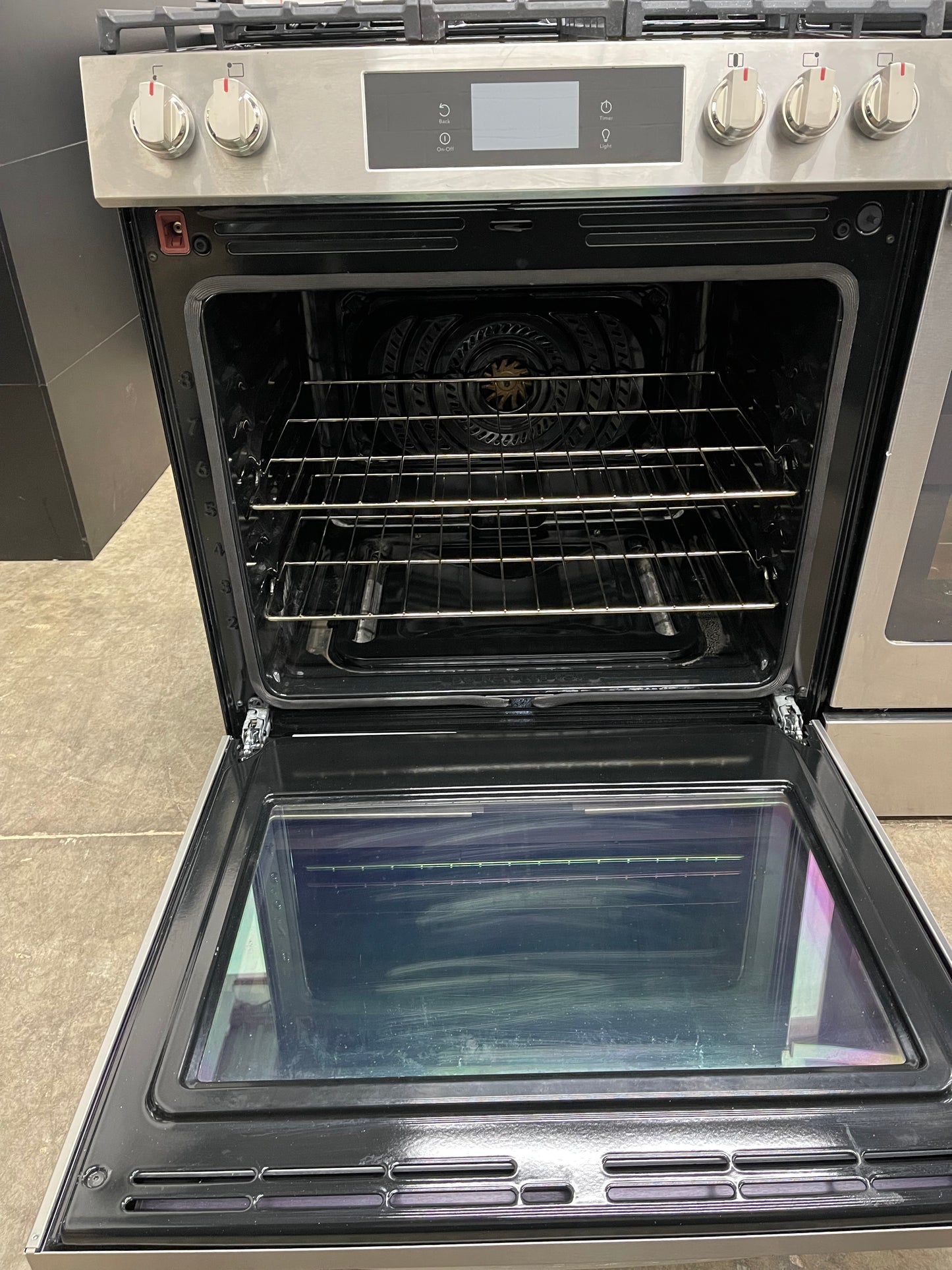 Frigidaire Gallery 30 in. 6 cu. ft. 5 Burner Slide-In Gas Range with Total Convection and Air Fry in Smudge Proof Stainless Steel-Model #GCFG3060BF