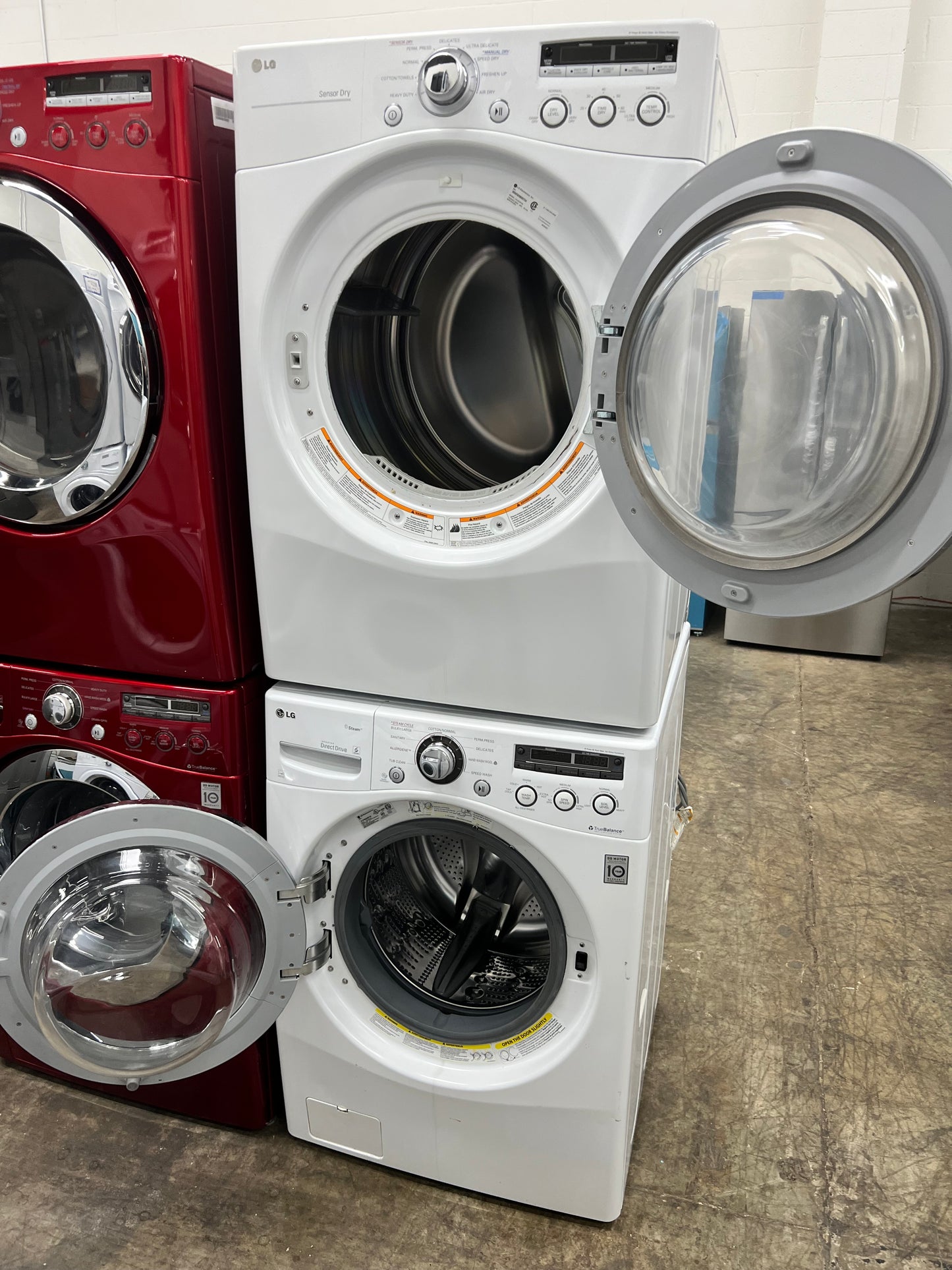 LG Front-Load High-Efficiency Stackable 3.6 Cu. Ft. Washer and 7.3 Cu. Ft. Electric Dryer Set in White