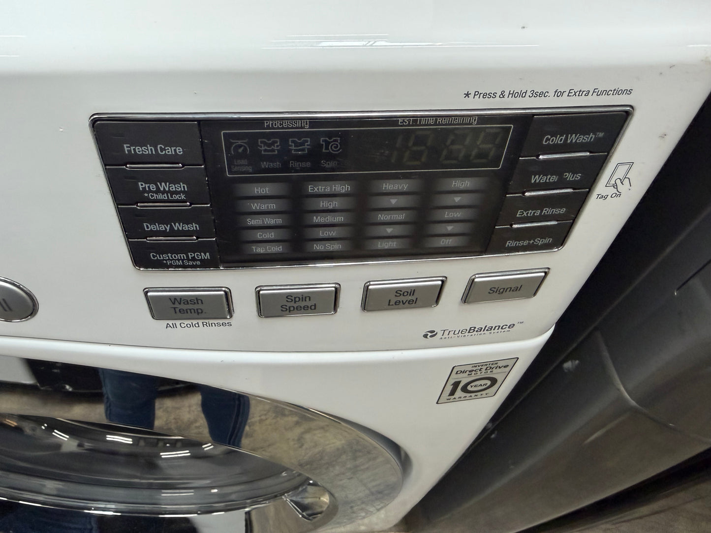 LG  WM3670HWA
27 Inch 4.5 cu. ft. Front Load Washer with Steam, Smart ThinQ (Wi-Fi), NFC Tag-On Technology, Sanitary Cycle, 12 Wash Cycles, Allergen Cycle, NeveRust Stainless Steel Drum, 4-Tray Dispenser and ENERGY STAR : White