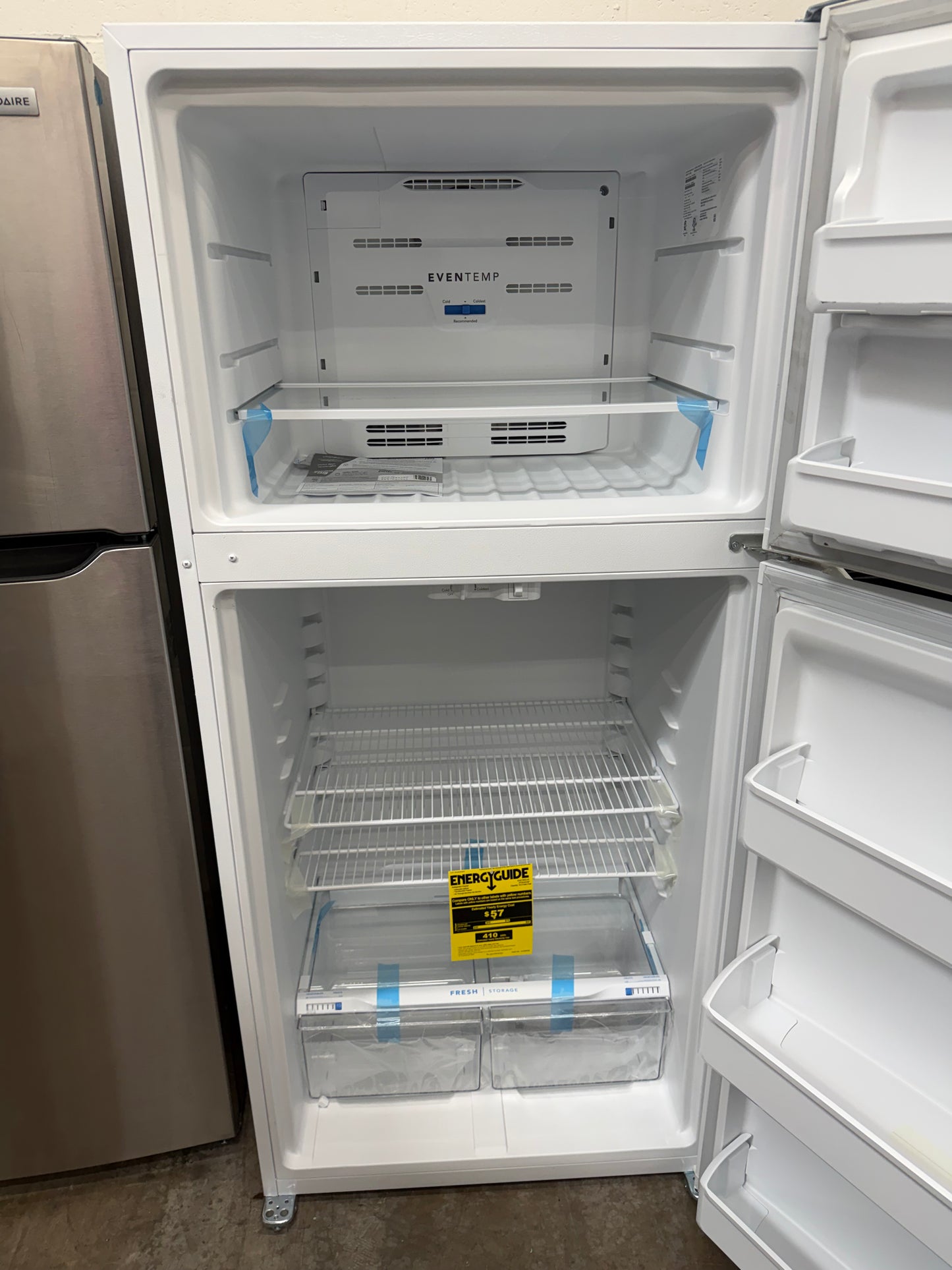 Frigidaire  FFTR1814WW
30 Inch Top Freezer Refrigerator with 18.3 Cu. Ft. Total Capacity, EvenTemp Cooling, Adjustable Shelves, Humidity-Controlled Crispers, Gallon Door Bins, LED Lighting, Ice Maker Ready, and ADA Compliant: White