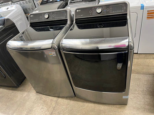 LG TurboWash Series  WT7700HVA
29 Inch 5.7 cu. ft. Top Load Washer with 14 Wash Cycles and LG SteamDryer Series  DLEX7700VE
29 Inch 9.0 cu. ft. Electric Dryer with 14 Drying Cycles