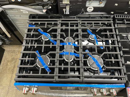 Frigidaire Gallery Series  GCFG3060BF
30 Inch Freestanding Gas Range with 5 Sealed Burners, 6.0 cu.ft. Oven Capacity, Air Fry, Total Convection, No Preheat, Touch Screen Controls, Temperature Probe, Steam Bake, Backlit LED Knobs, Sabbath Mode, and ADA Com